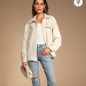 Ivory Plaid Tweed Shacket